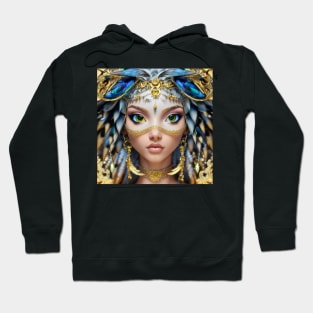 Portrait of Beautiful Owl Goddess Hoodie